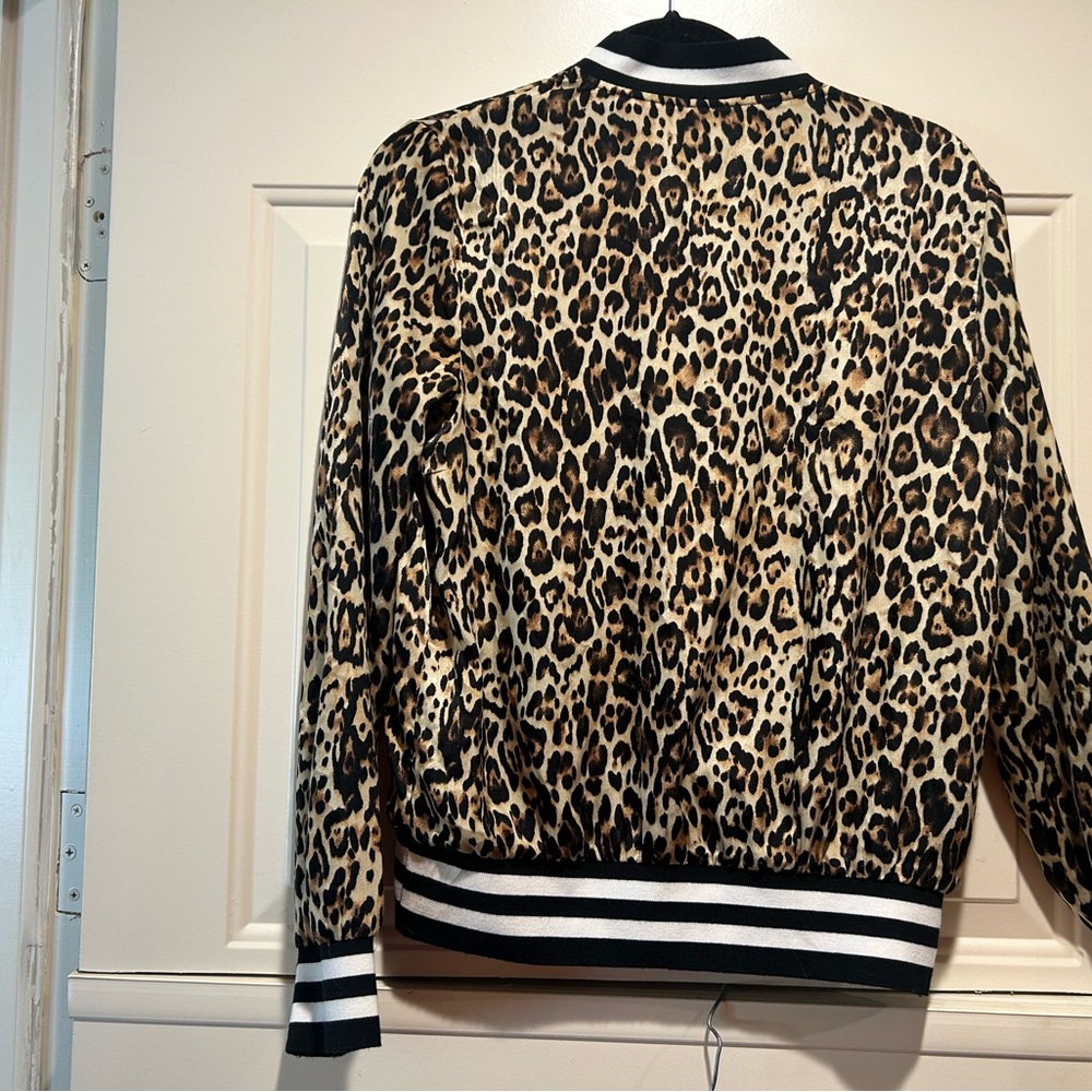 Leopard Print Bomber Jacket Small - image 2